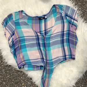 BDG Gauze Tie Front Crop Top